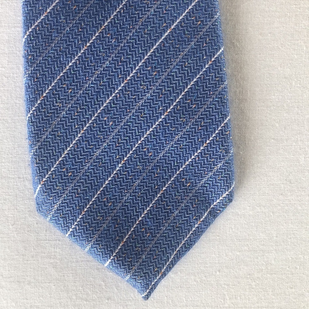 Ben Sherman Tie GUC Blue And White 70% Silk Blend 30% Cotton - Picture 15 of 15